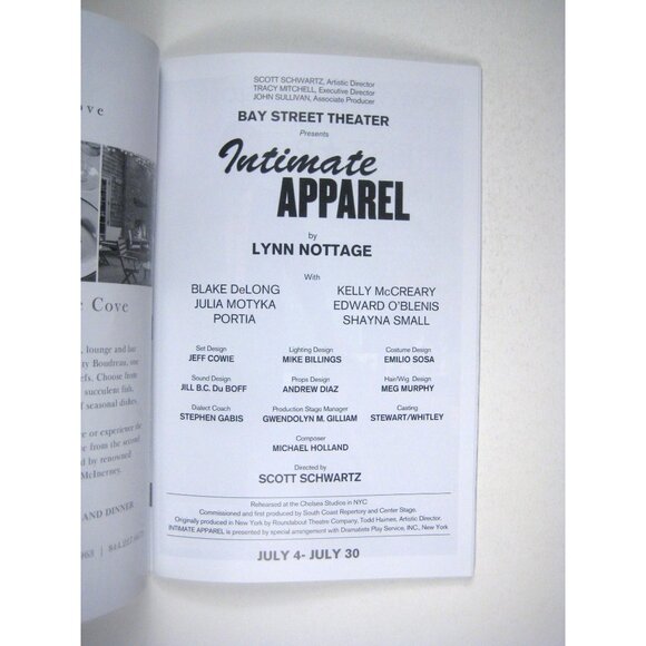 Intimate Apparel Program Lynn Nottage Bay Street Theater 2017 Sag Harbour - Picture 2 of 5